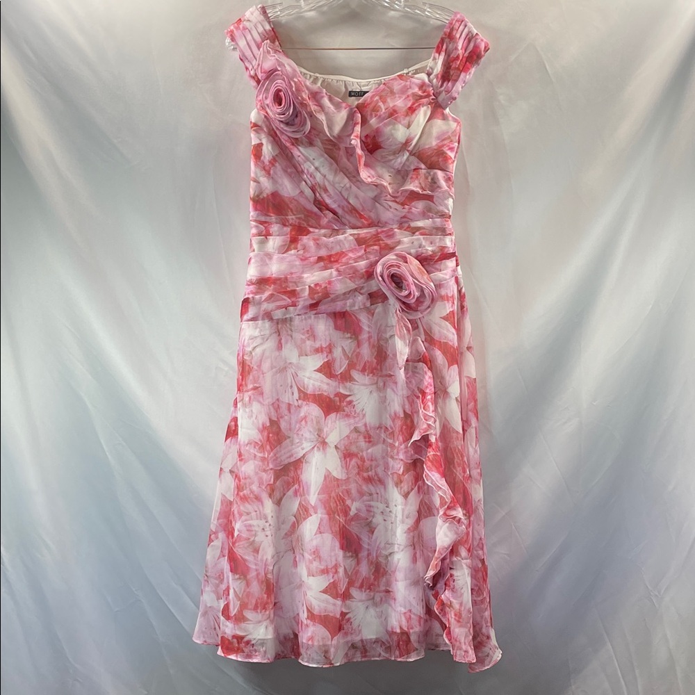 Chic Asymmetrical Pink Floral Dress